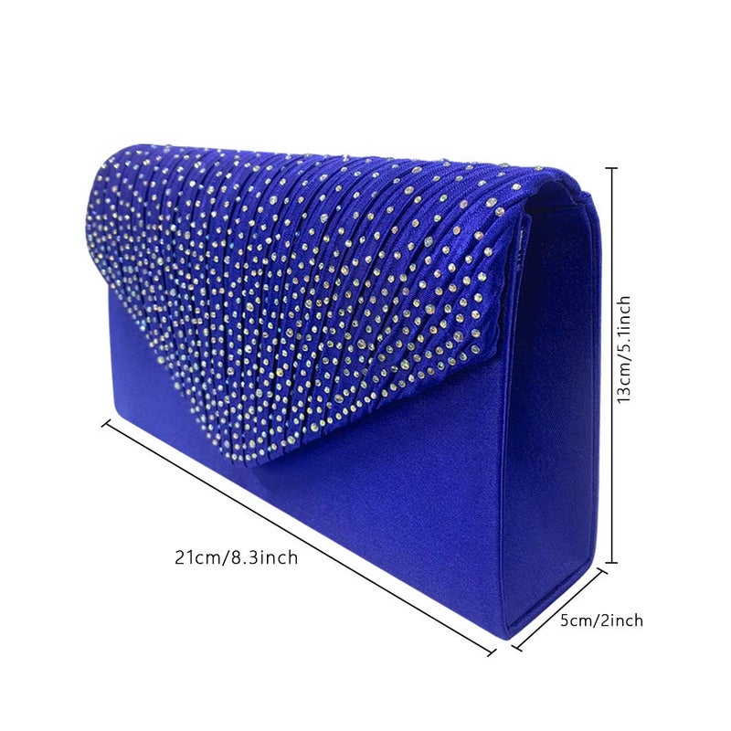 Groupcow New Ladies Evening Handbags Bridal Wedding Bag Handbag (Royal Blue) - Image 2